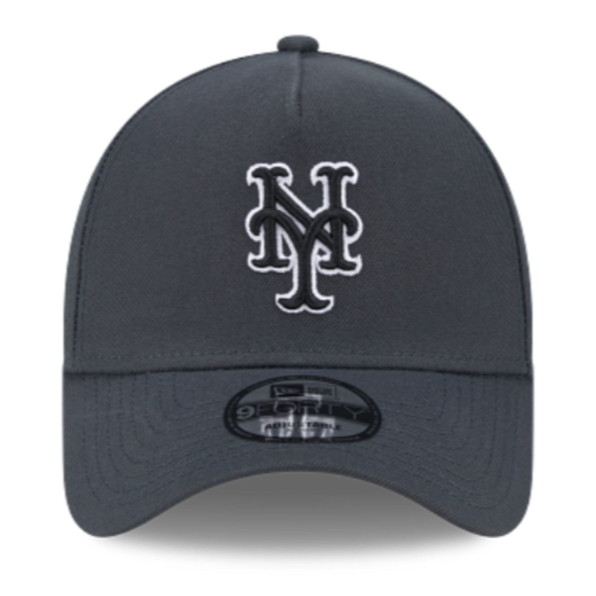 New Era New York Mets Dark Graphite 9FORTY A-Frame Snapback Hat front view