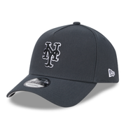 new era new york mets dark graphite 9forty a-frame snapback hat front angle view
