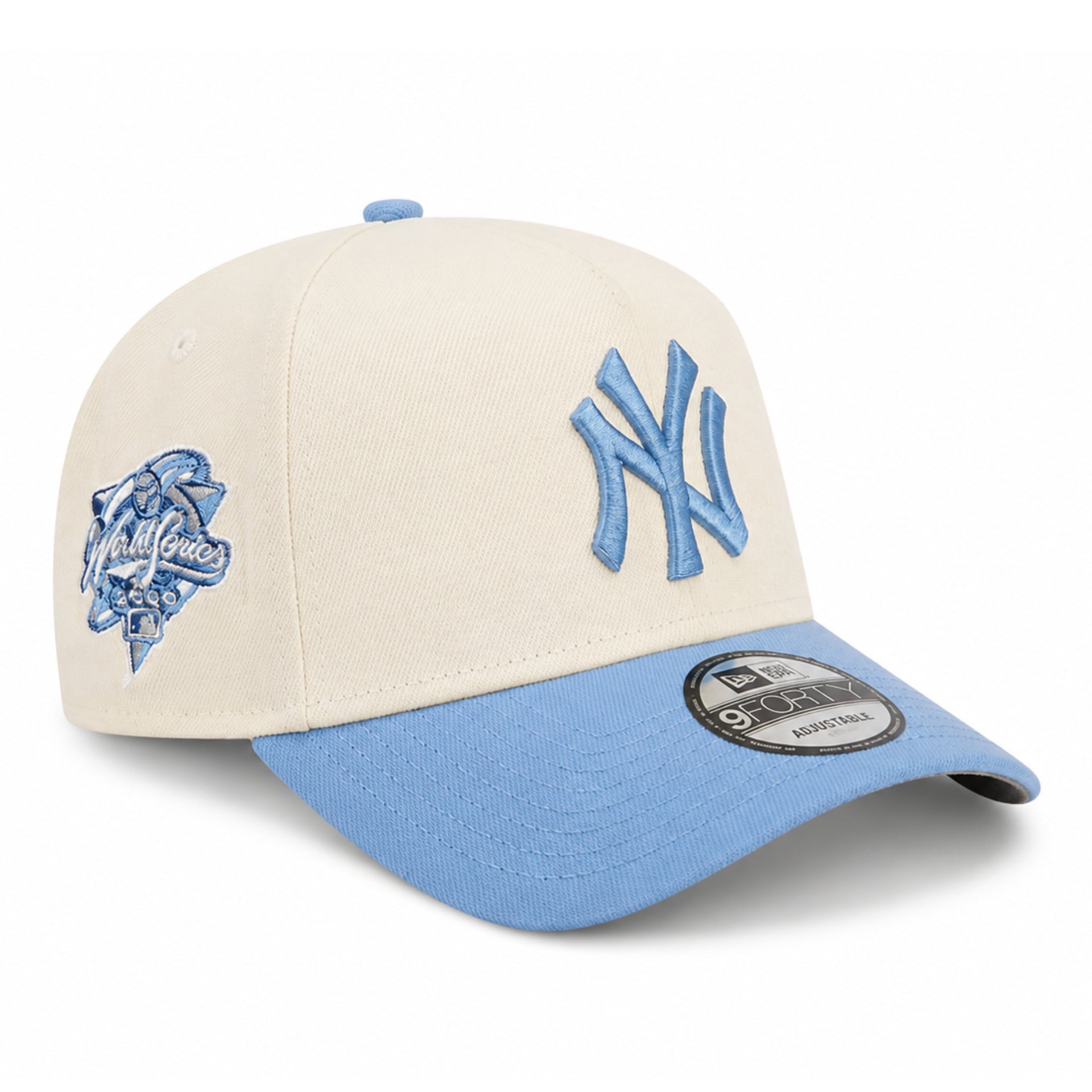 New Era New York Yankees 2000 World Series 9FORTY A-Frame Snapback Hat Chrome Sky Blue