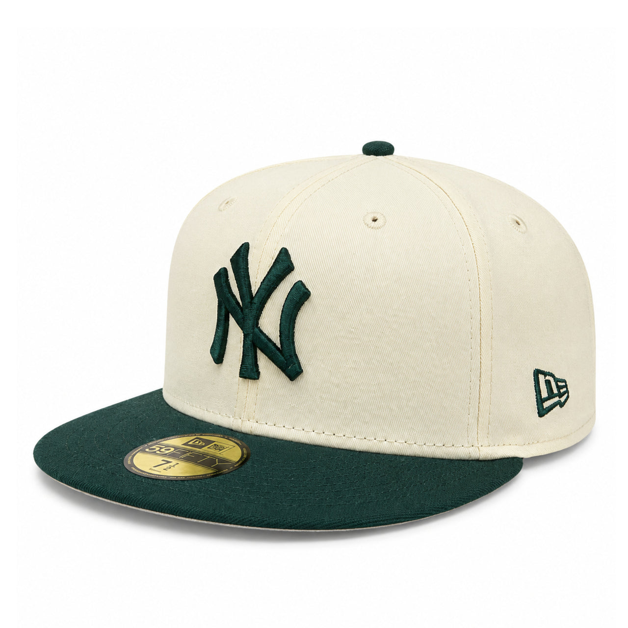 New Era New York Yankees 59FIFTY Fitted Algodon Hat in Chrome and Dark Green