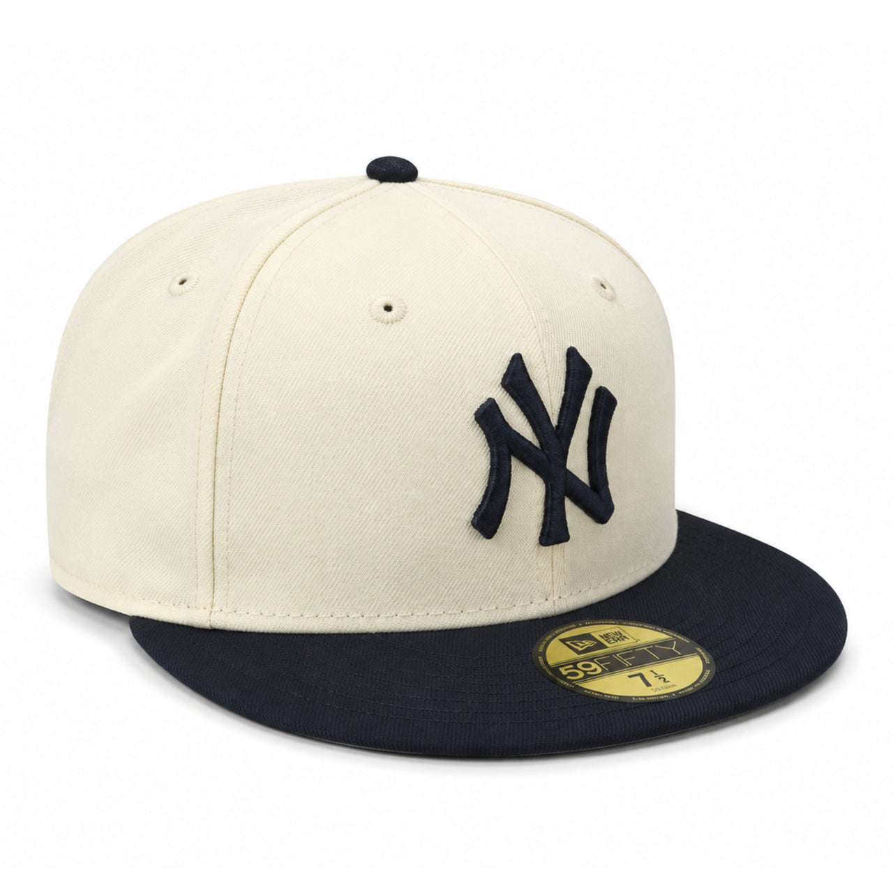 New Era New York Yankees 59FIFTY fitted hat in chrome and navy 2 tone colorway with raised navy NY logo