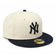 New Era New York Yankees 59FIFTY fitted hat in chrome and navy 2 tone colorway with raised navy NY logo