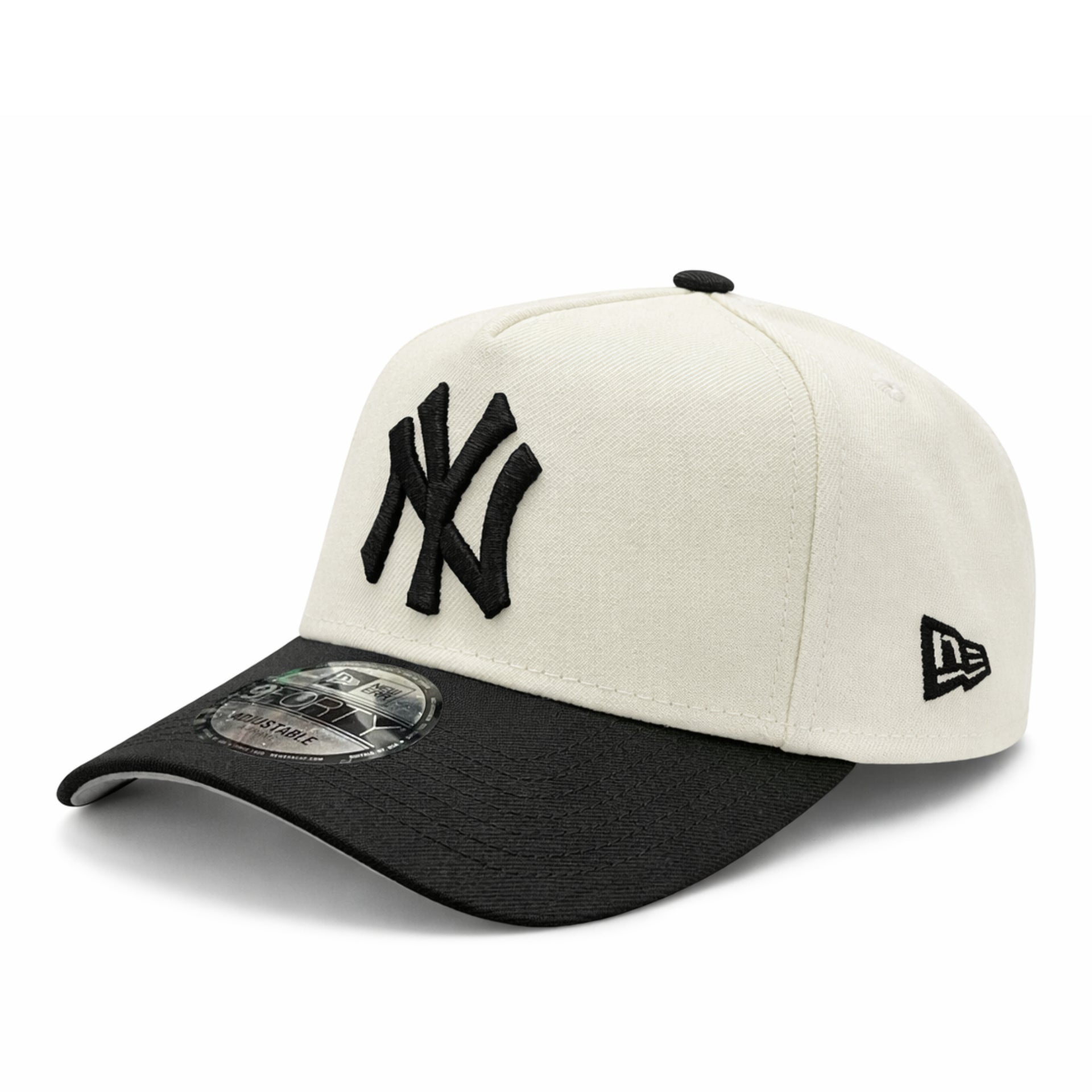 New Era New York Yankees Chrome Black 9FORTY A-Frame Snapback Hat front angle view