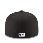 Back View of New Era New York Yankees NY Basic Black Hat With White Logo 59FIFTY Fitted Hat