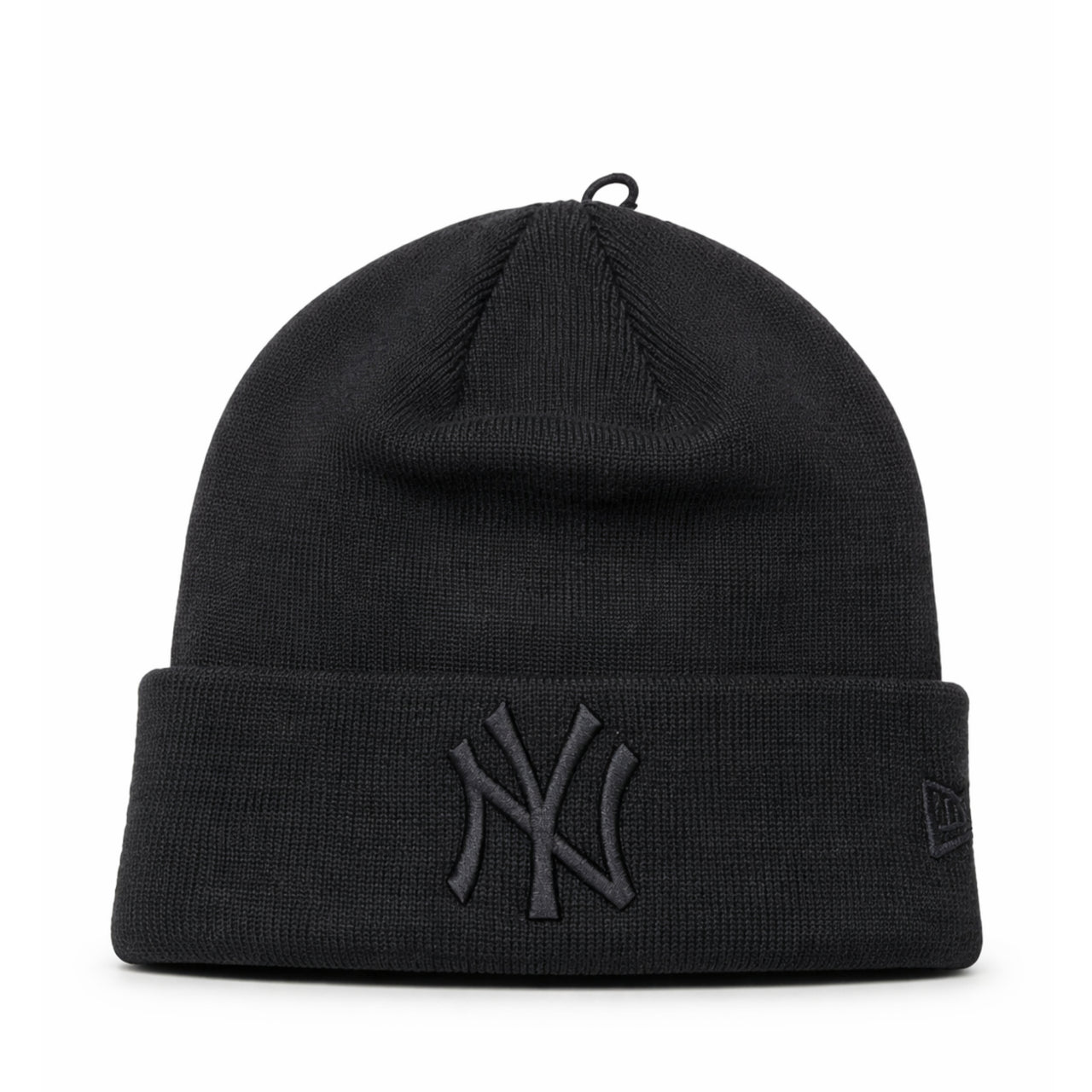 New Era New York Yankees Men's Cuff Knit Beanie Black on Black front view