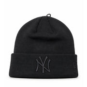 New Era New York Yankees Men's Cuff Knit Beanie Black on Black front view