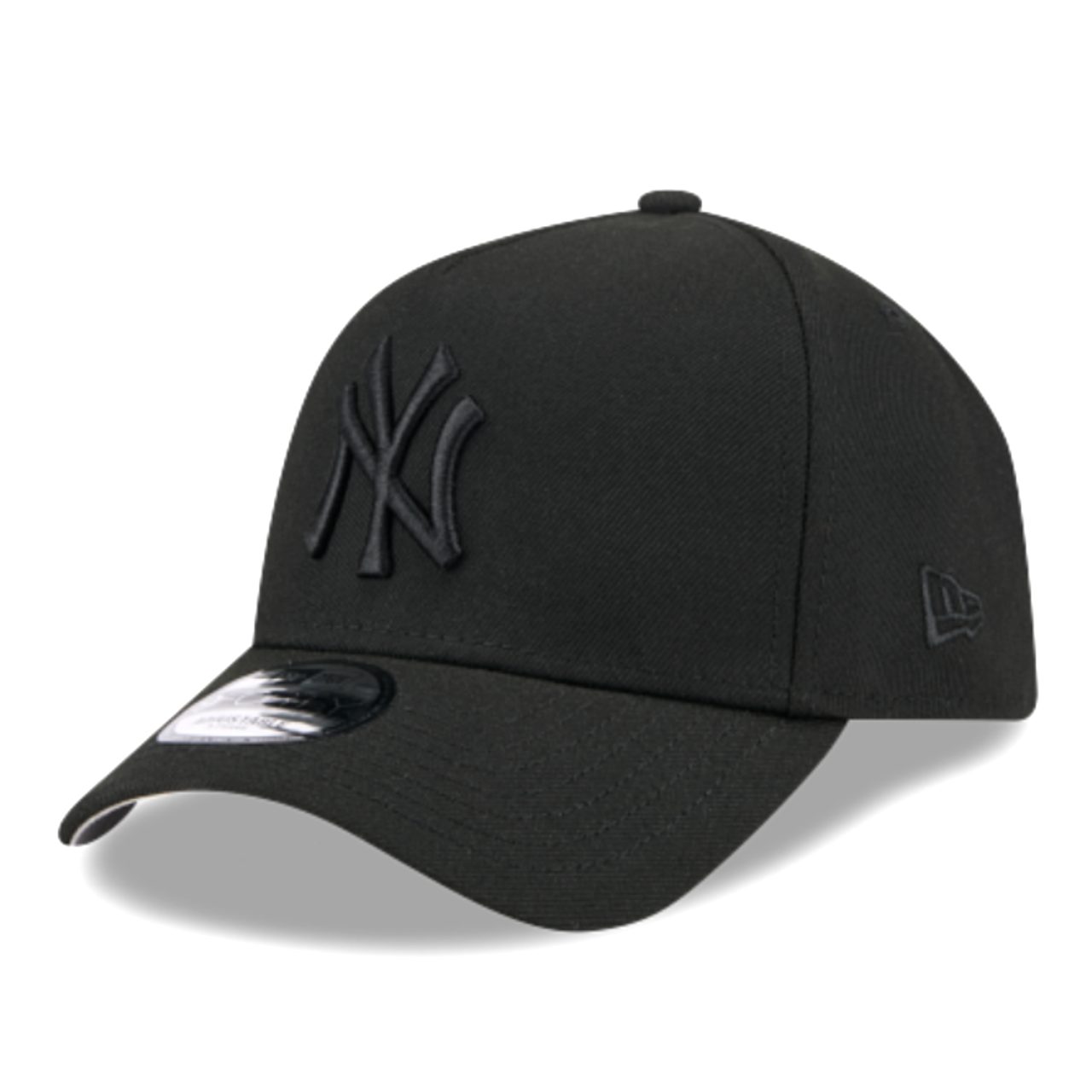 New York Yankees NY Black on Black 9FORTY A-Frame Snapback Hat front view