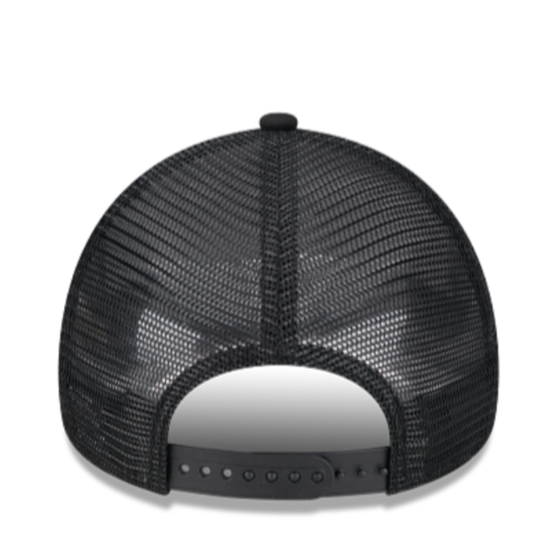 New Era New York Yankees Black on Black 9FORTY A-Frame Trucker Snapback Hat back view