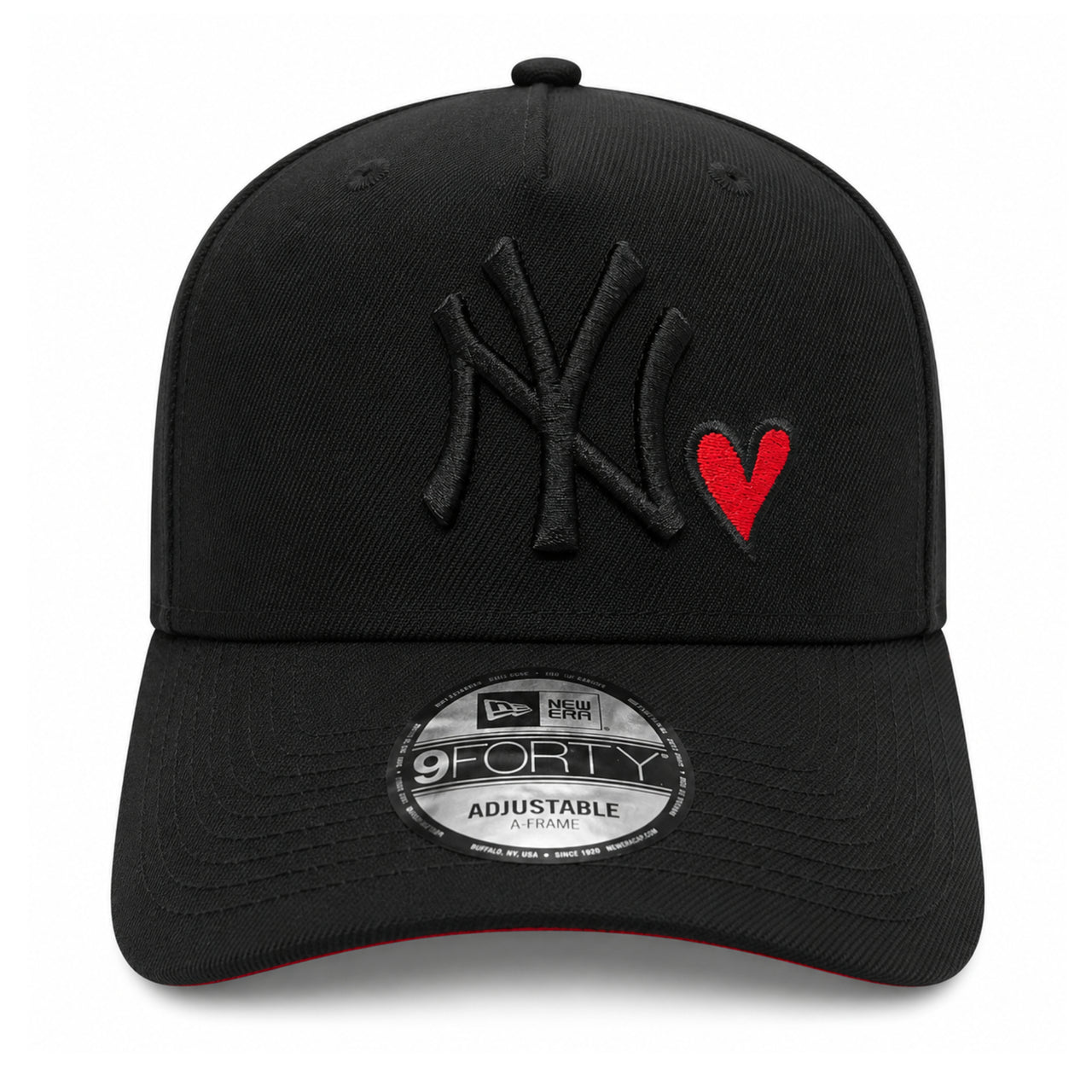 New Era New York Yankees Black Red Heart 1962 World Series Patch 9FORTY A-Frame Snapback Hat front view