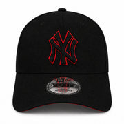 New Era New York Yankees Black Red Outlined 9FORTY A-Frame Snapback Hat front view