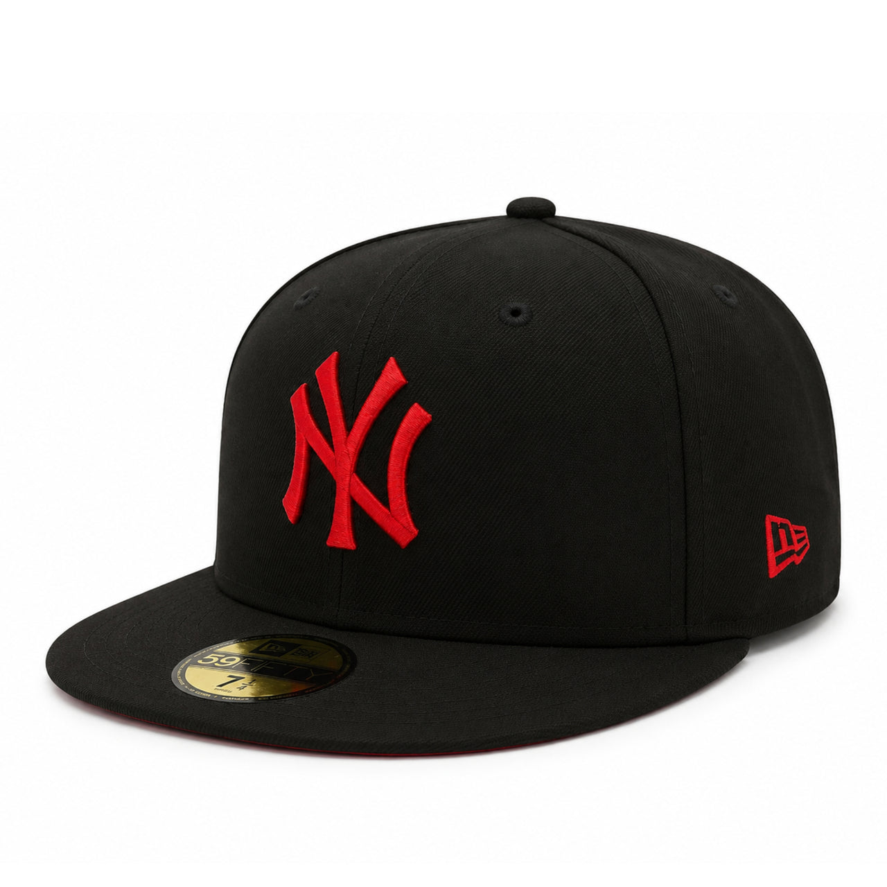 New Era New York Yankees Black Scarlet 59FIFTY Fitted Hat front left view