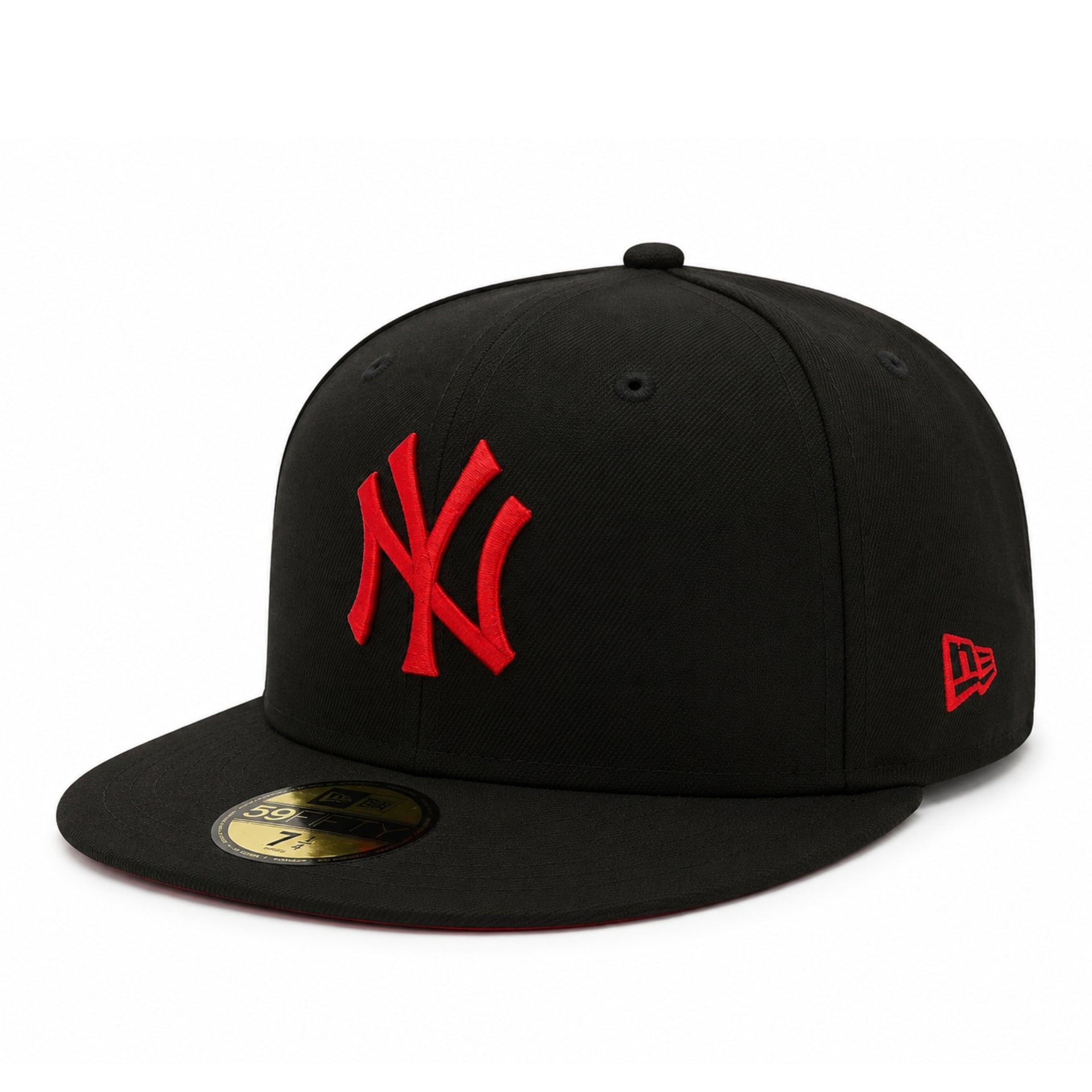 New Era New York Yankees Black Scarlet 59FIFTY Fitted Hat front left view