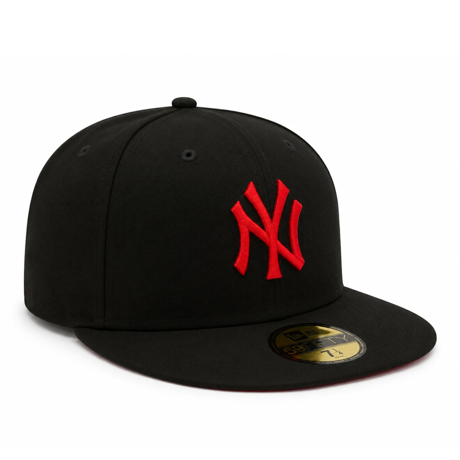 New Era New York Yankees Black Scarlet 59FIFTY Fitted Hat front right view