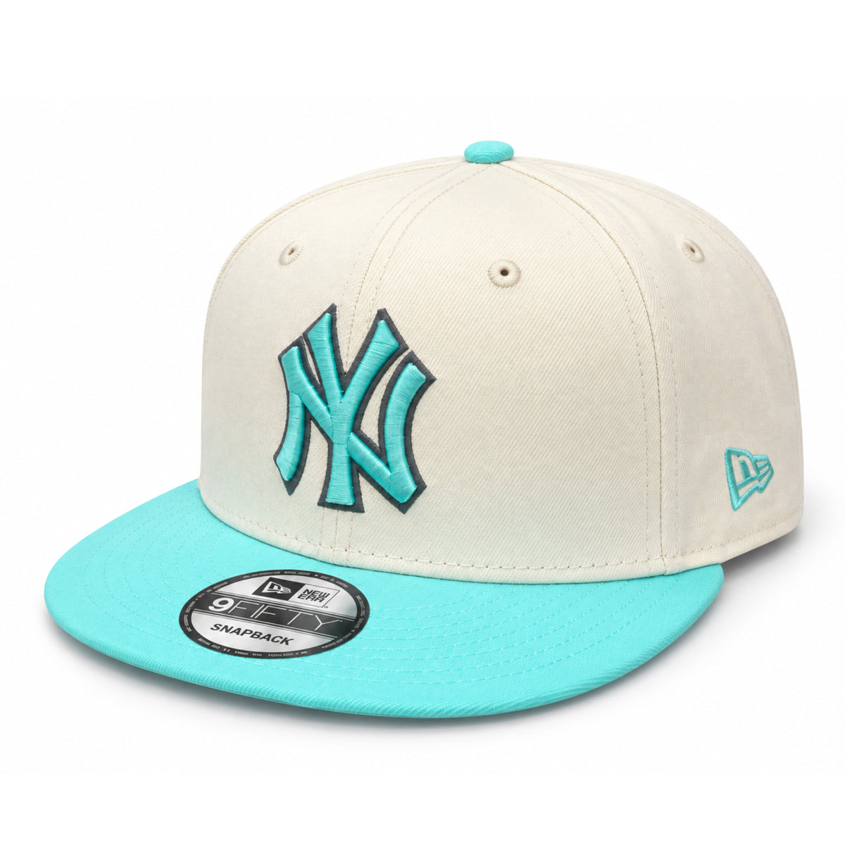 New Era New York Yankees Chrome/Mint 9FIFTY Snapback Hat front angled view