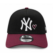 New Era New York Yankees Heart Black/Burgundy 9FORTY A-Frame Snapback Hat front view