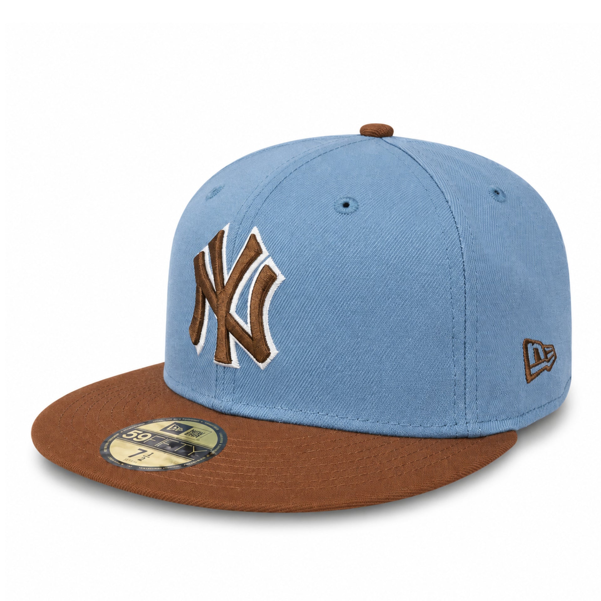 New Era New York Yankees Light Blue/Brown 59FIFTY Fitted Hat front angle view