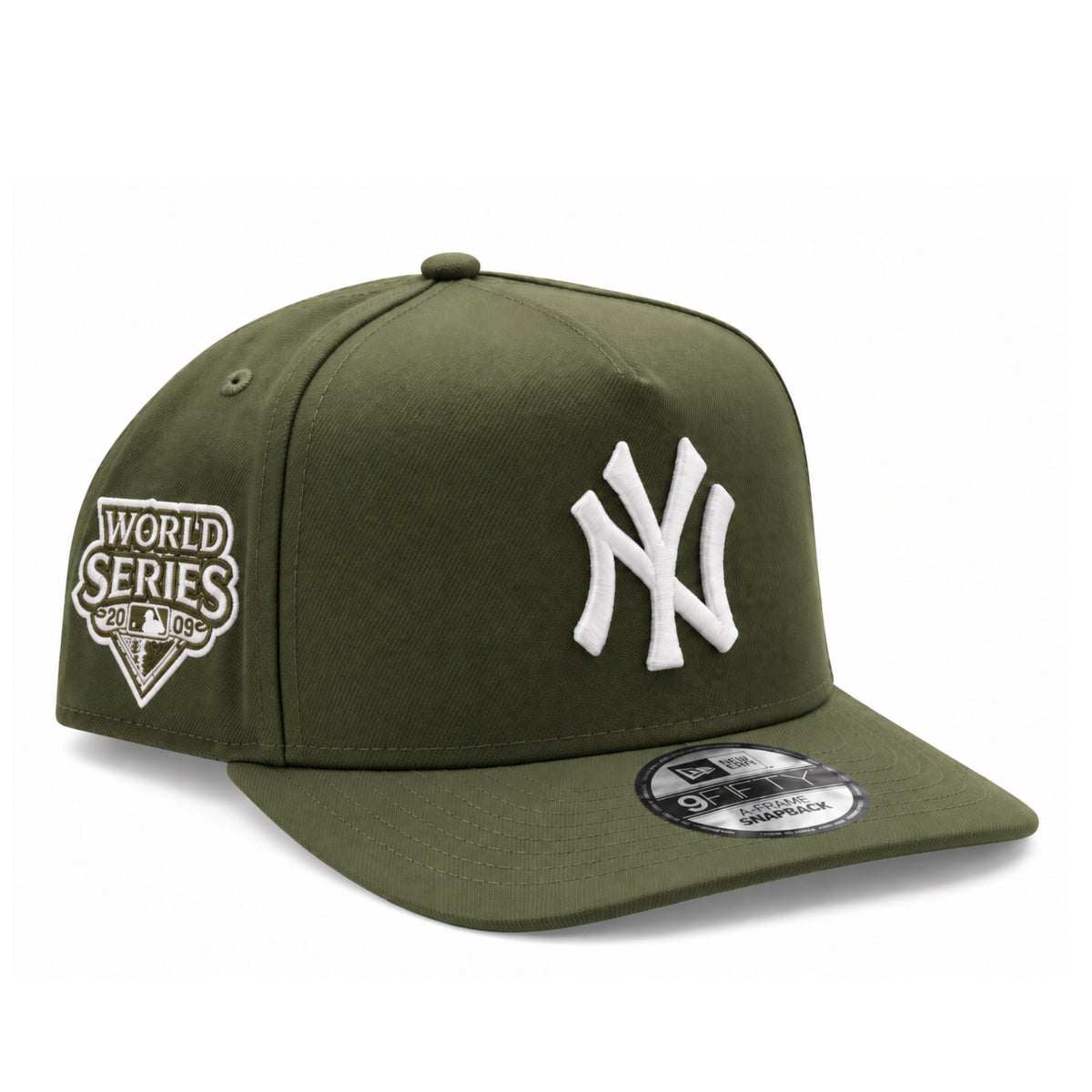 New Era New York Yankees Olive Green 9FIFTY A-Frame Snapback Hat front angled view