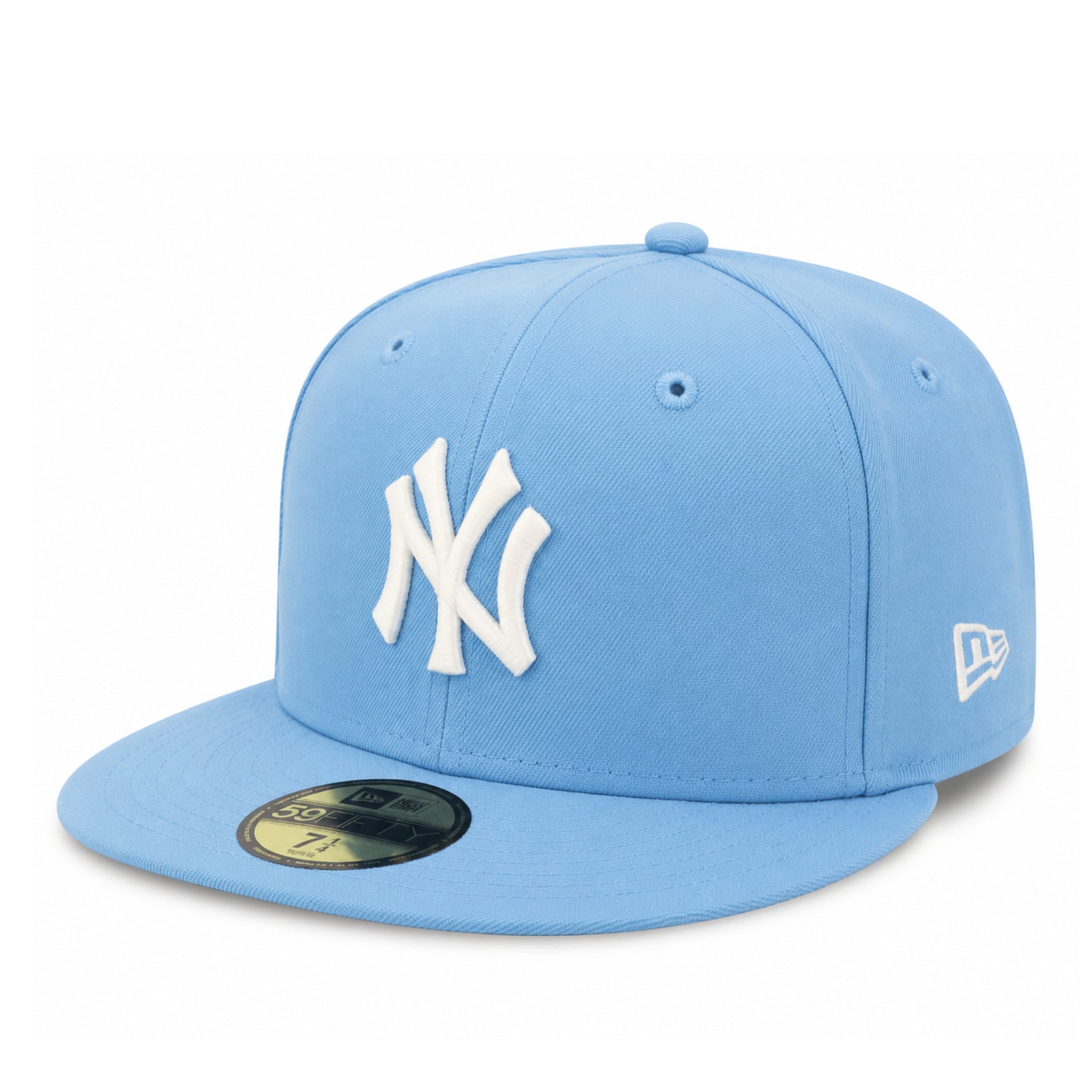 New Era New York Yankees Sky Blue White 59FIFTY Fitted Hat front side view