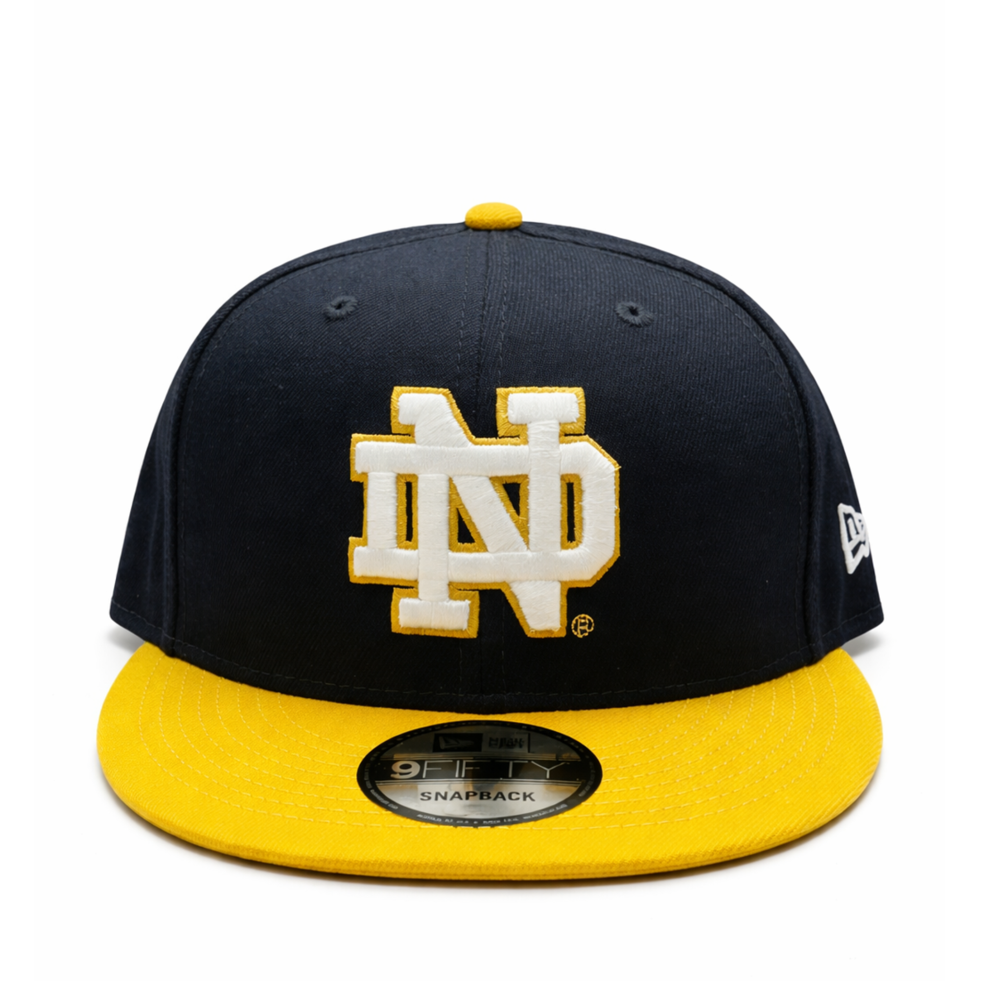 New Era NCAA Notre Dame University 9fifty Snapback Hat Navy front view