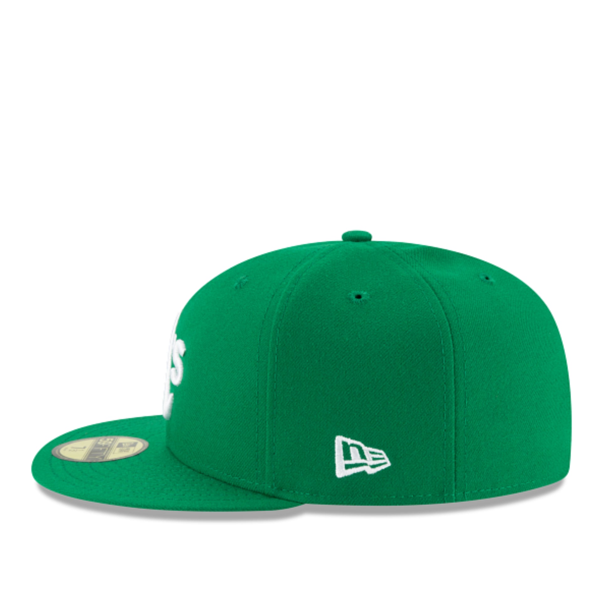 New Era Oakland Athletics A's Kelly Green On-Field 59FIFTY Fitted Hat left side view