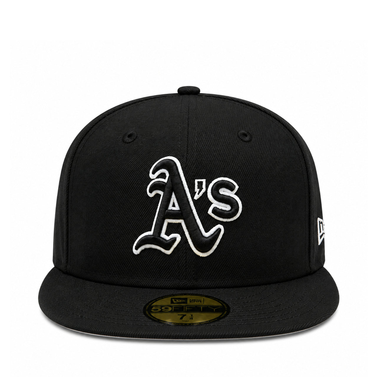 New Era Oakland Athletics A's Black White Outline 59FIFTY Fitted Hat front view