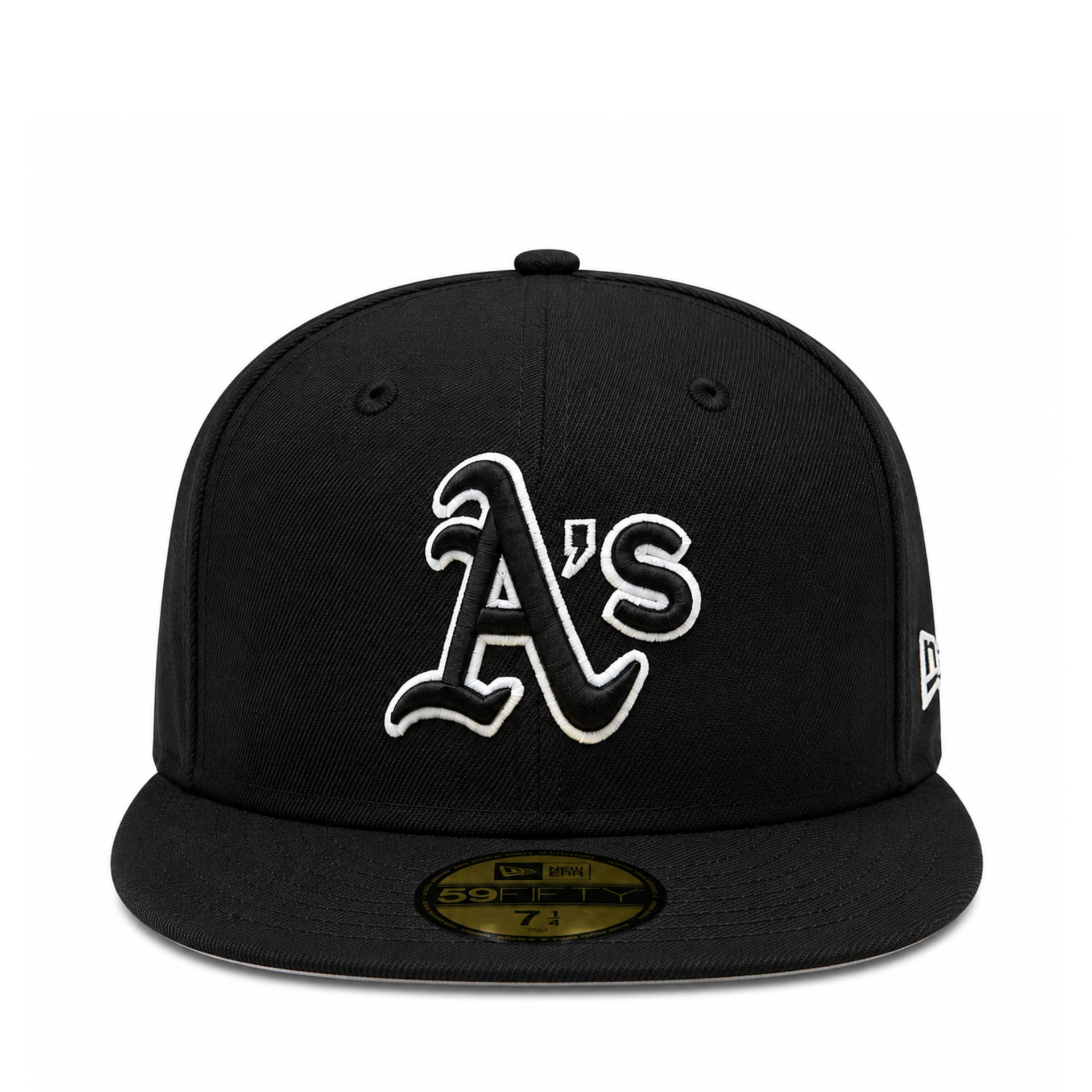 New Era Oakland Athletics A's Black White Outline 59FIFTY Fitted Hat front view