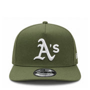 New Era Oakland Athletics 1989 World Series Olive 9FIFTY A-Frame Snapback Hat front view