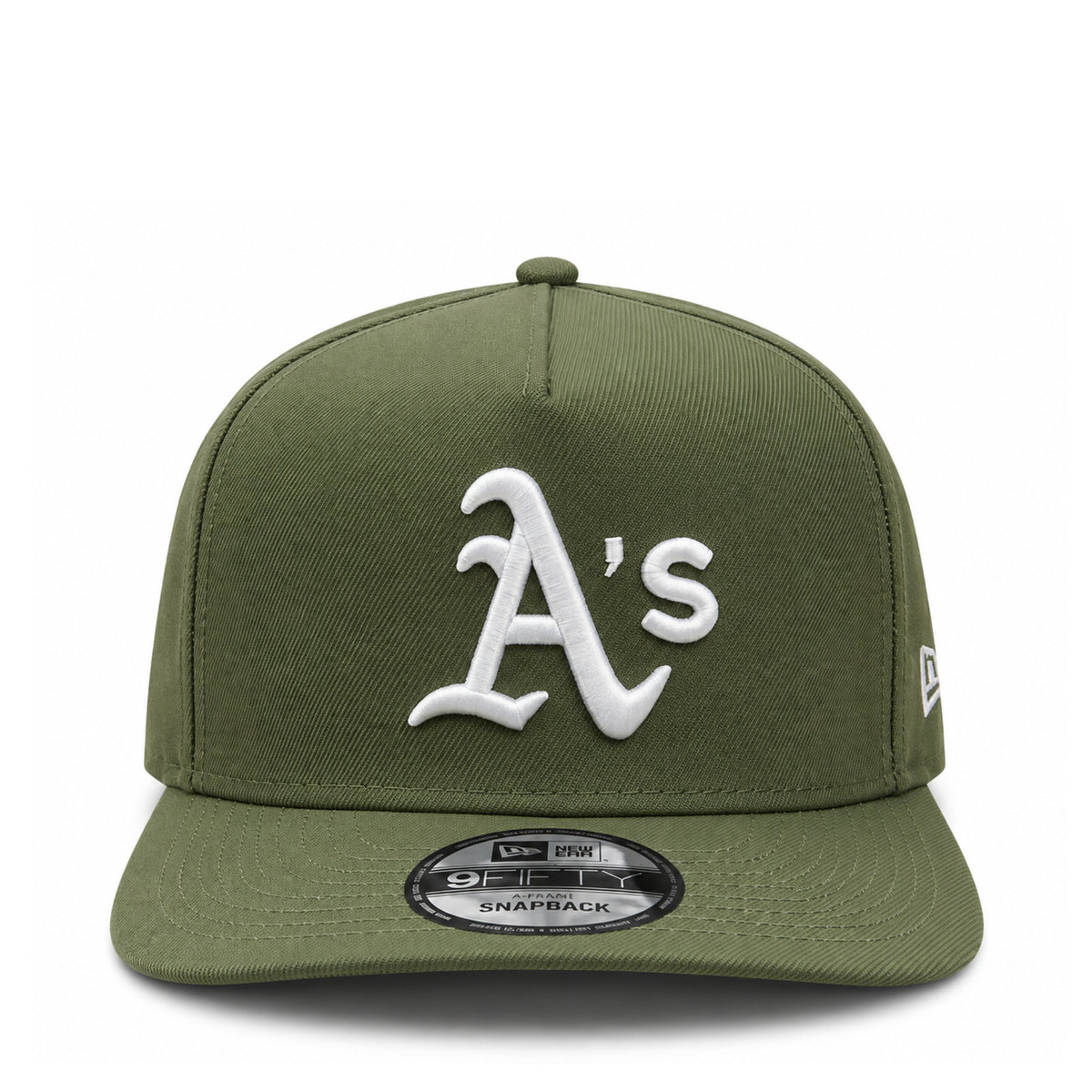 New Era Oakland Athletics 1989 World Series Olive 9FIFTY A-Frame Snapback Hat front view