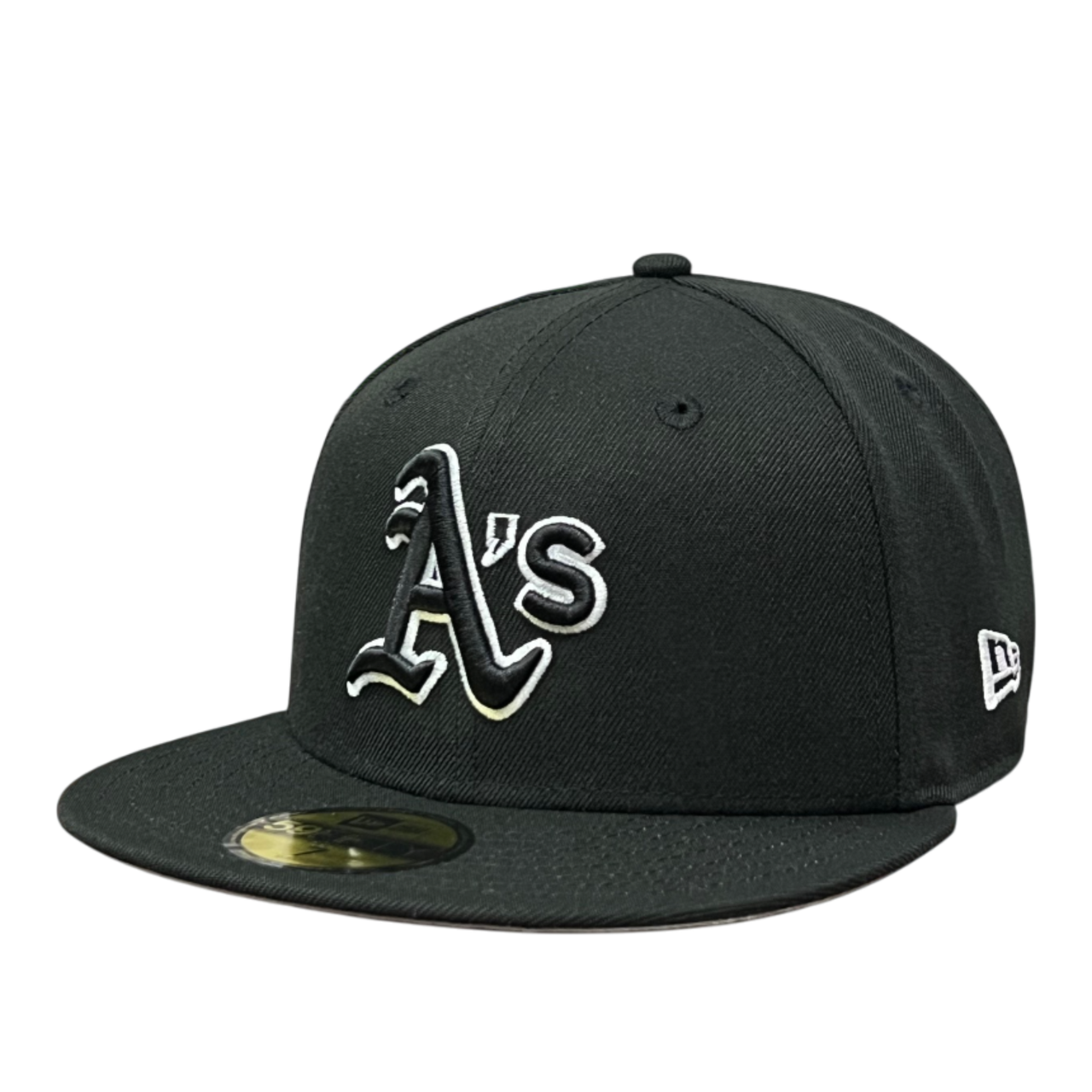 New Era Oakland Athletics A's Black 59FIFTY Fitted Hat with White Outline Logo-Front View