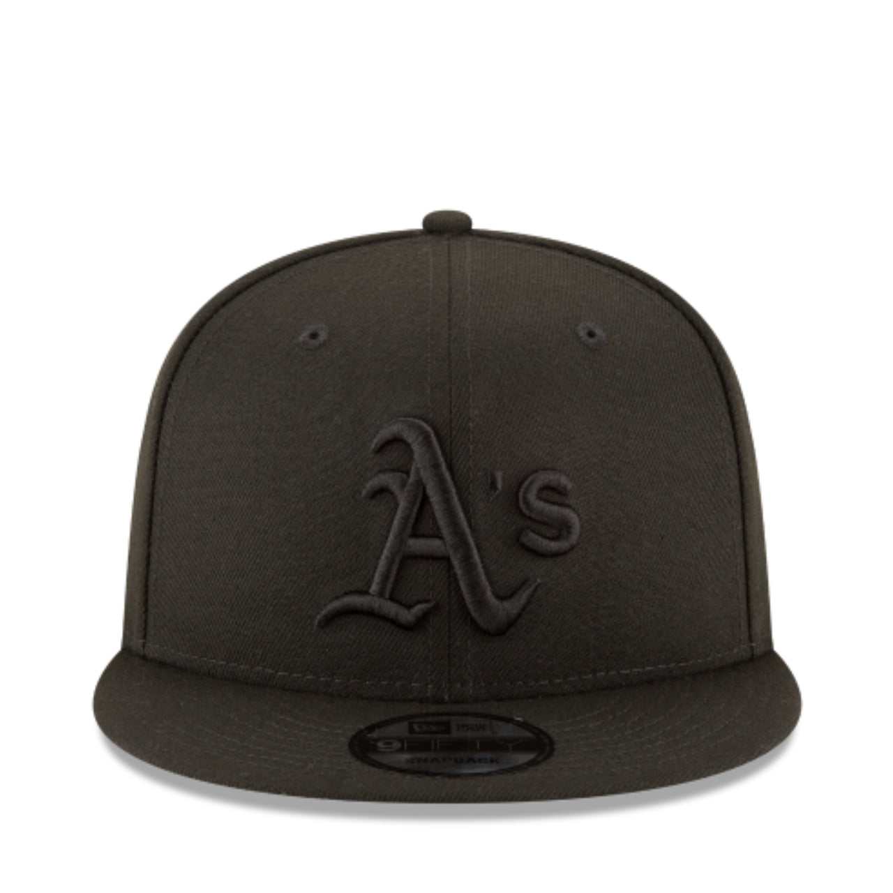 New Era Oakland Athletics A's Black on Black 9FIFTY Snapback front view