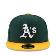 Front View of New Era Oakland Athletics A’s Team Color Green Yellow 59FIFTY Fitted Hat