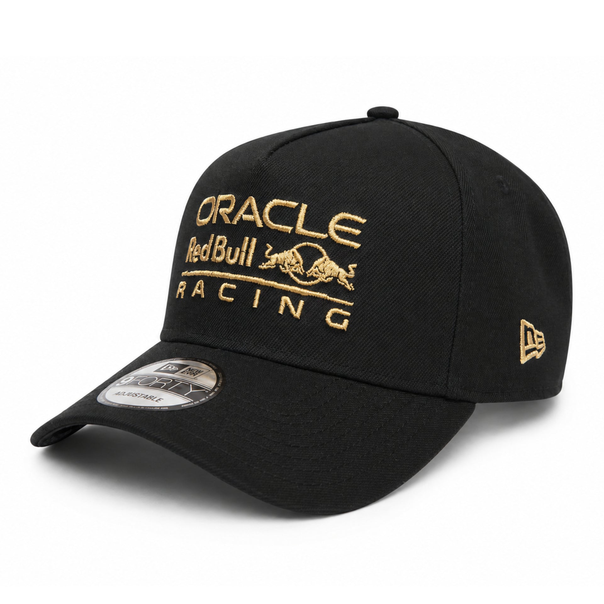 New Era Oracle Red Bull Racing black gold 9FORTY A-Frame snapback hat with gold embroidered logo
