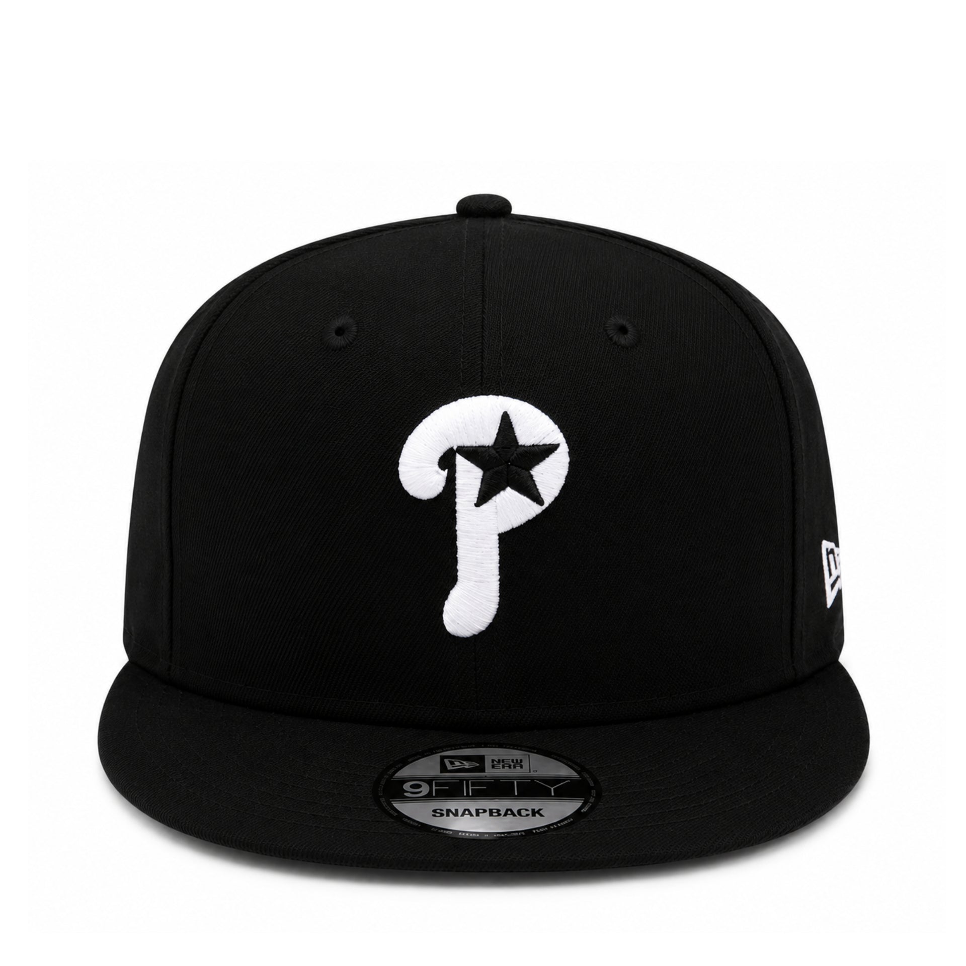 Philadelphia Phillies Black Star Exclusive 9FIFTY Snapback Hat front view