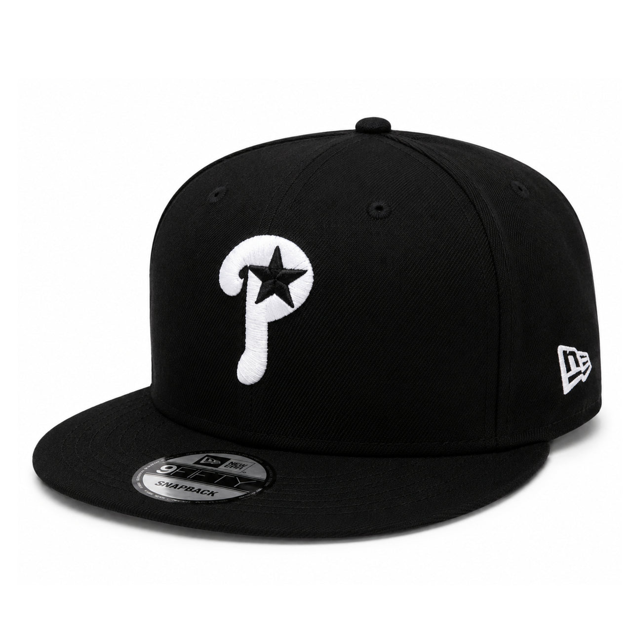 Philadelphia Phillies Black Star Exclusive 9FIFTY Snapback Hat front side view