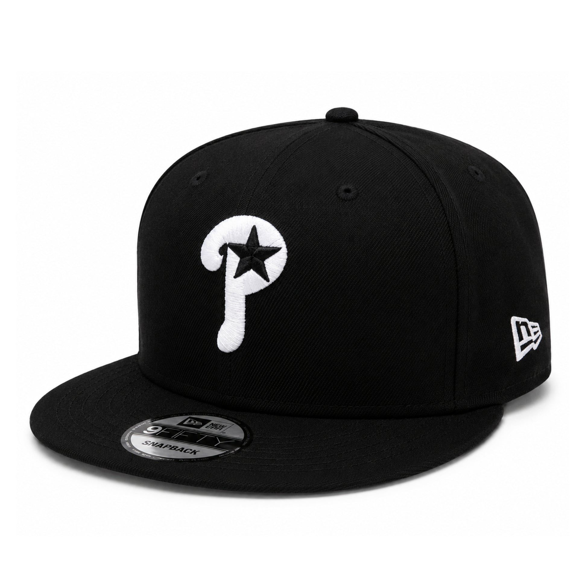 Philadelphia Phillies Black Star Exclusive 9FIFTY Snapback Hat front side view