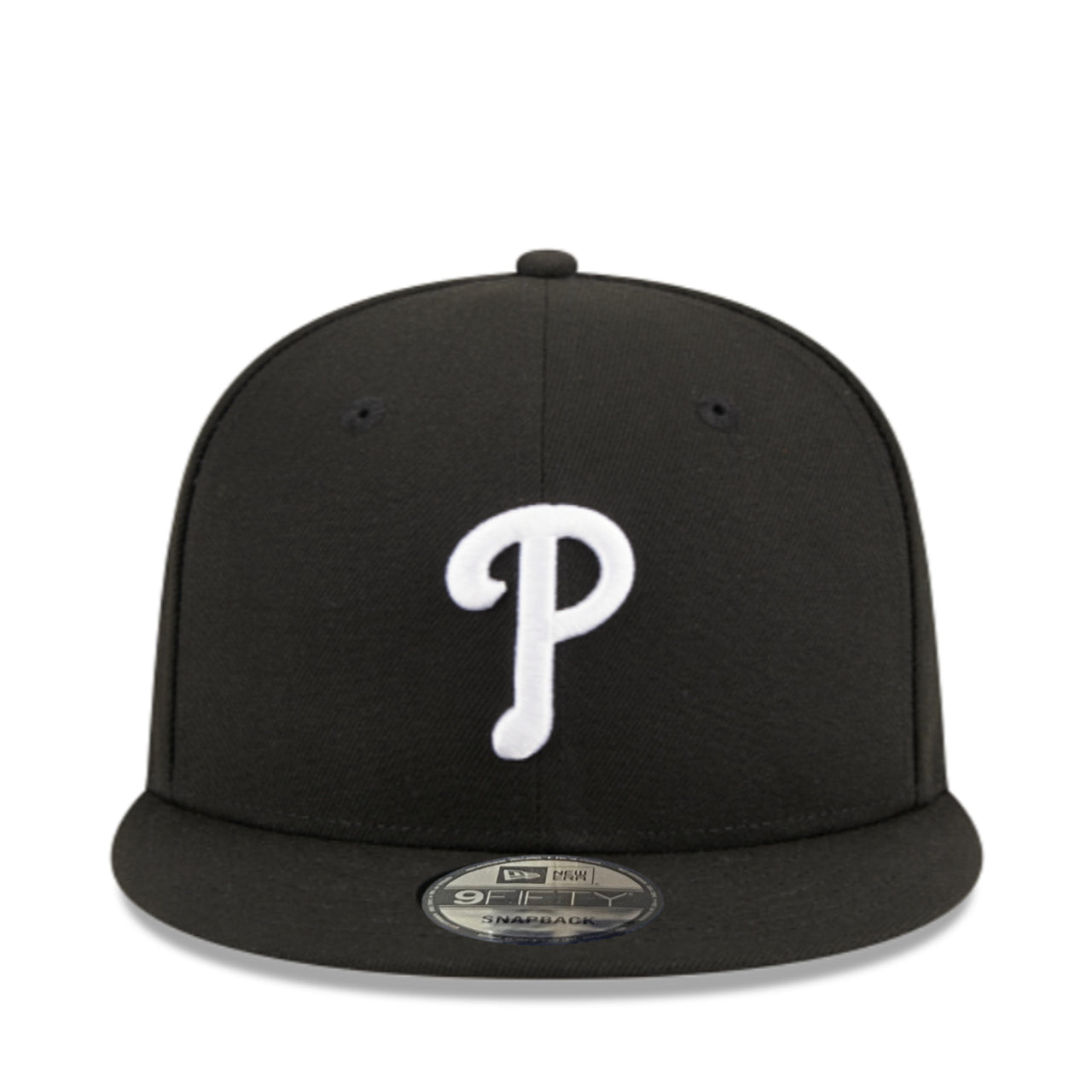 New Era Philadelphia Phillies Black White 9FIFTY Snapback Hat front view