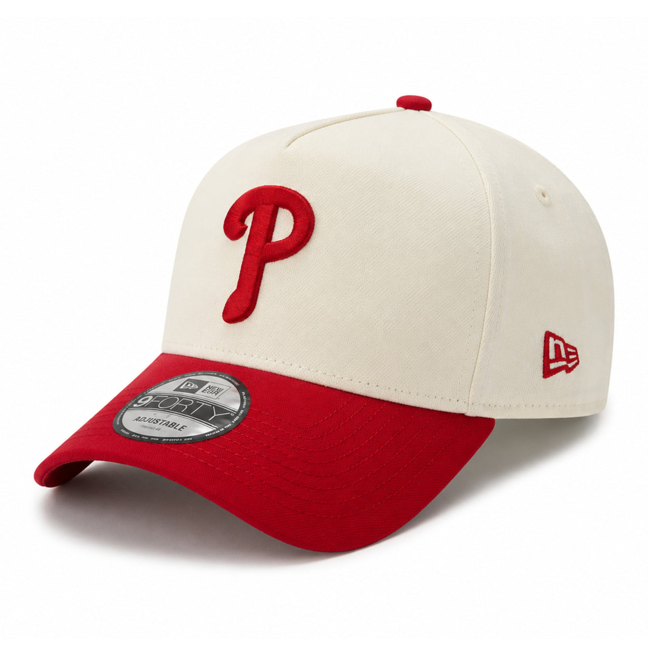 New Era Philadelphia Phillies Chrome Red 9FORTY A-FRAME Snapback Hat front angle view