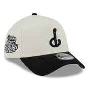 New Era Philadelphia Phillies Upside Down Chrome Black 9FORTY A-Frame Snapback Hat front right angle view