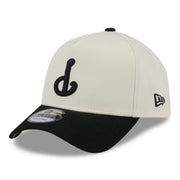 New Era Philadelphia Phillies Upside Down Chrome Black 9FORTY A-Frame Snapback Hat front left angle view