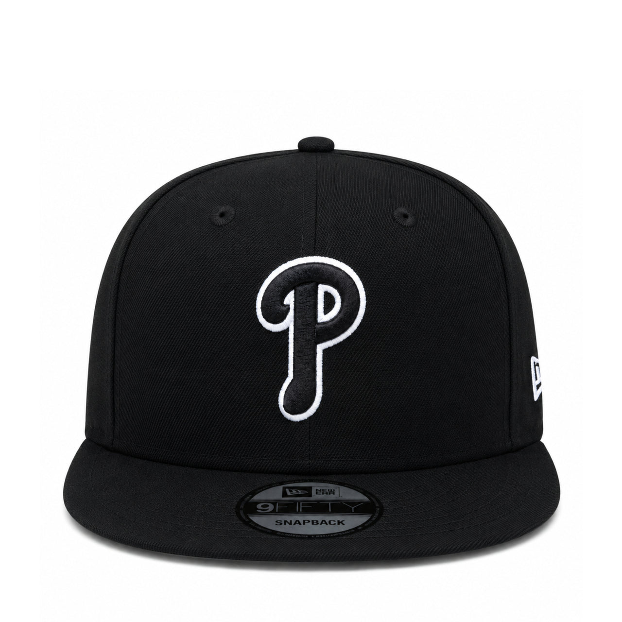 New Era Philadelphia Phillies Black White Outline 9FIFTY Snapback Hat front view
