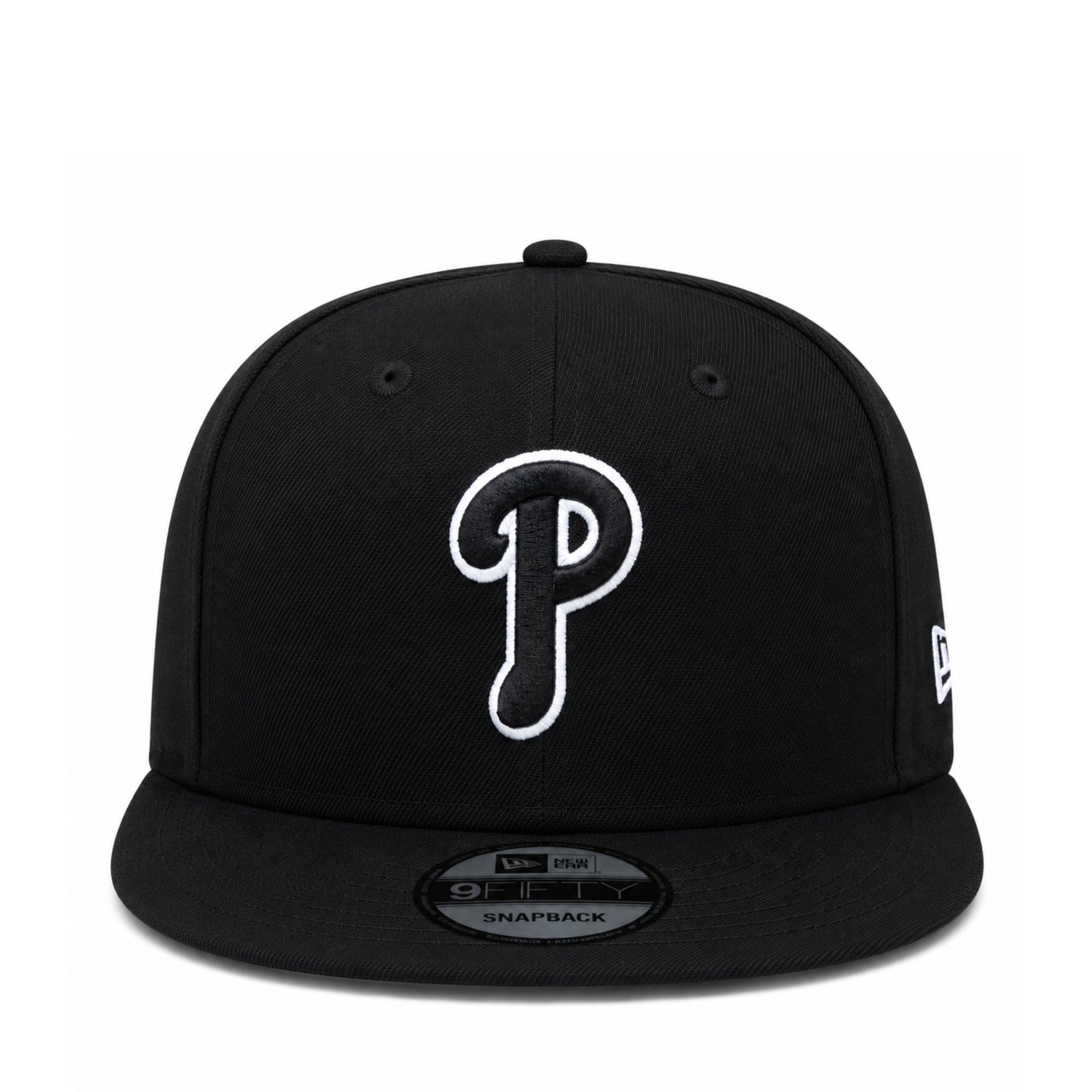 New Era Philadelphia Phillies Black White Outline 9FIFTY Snapback Hat front view