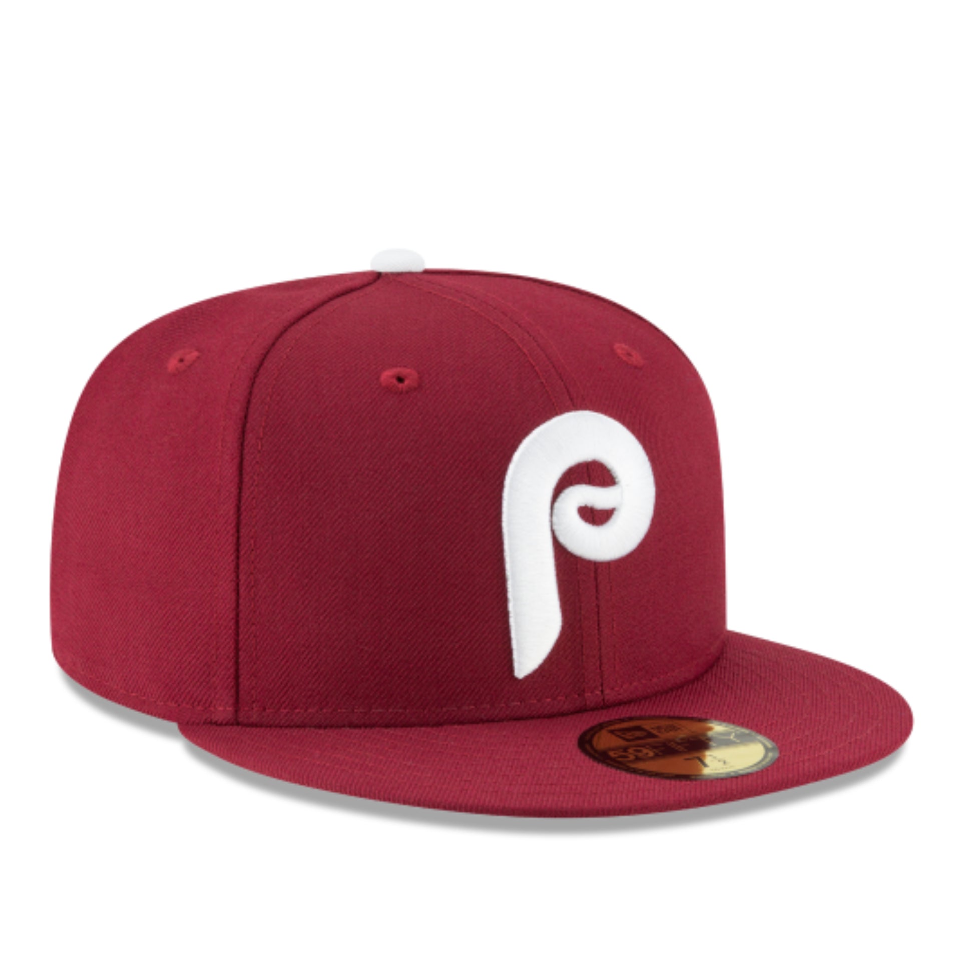 New Era Philadelphia Phillies Maroon 1970 Cooperstown 59FIFTY Hat front right view