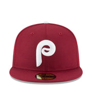 New Era Philadelphia Phillies Maroon 1970 Cooperstown 59FIFTY Hat front view