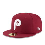 New Era Philadelphia Phillies Maroon 1970 Cooperstown 59FIFTY Hat front left view