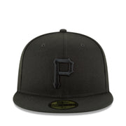 New Era Pittsburgh Pirates Black on Black 59FIFTY Fitted Hat front view