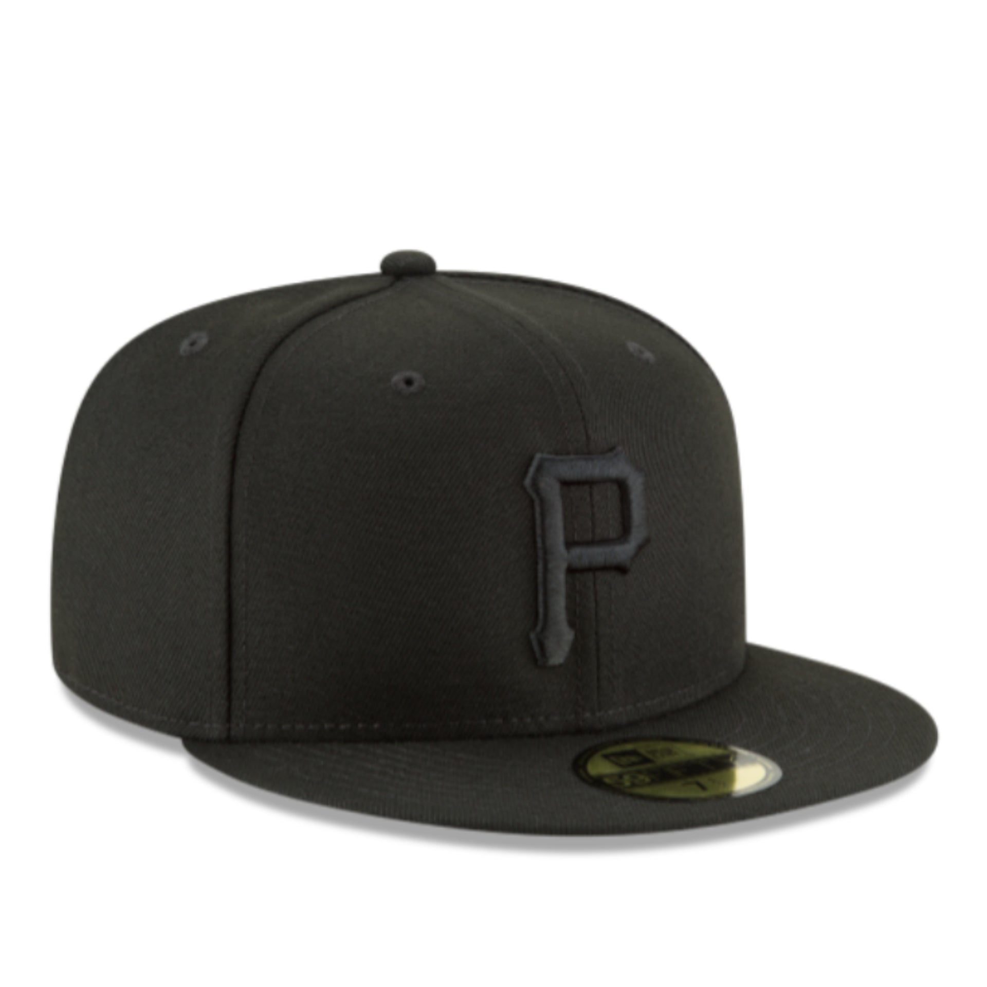 New Era Pittsburgh Pirates Black on Black 59FIFTY Fitted Hat front right view