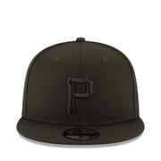 New Era Pittsburgh Pirates Black Out 9FIFTY Snapback Hat front view