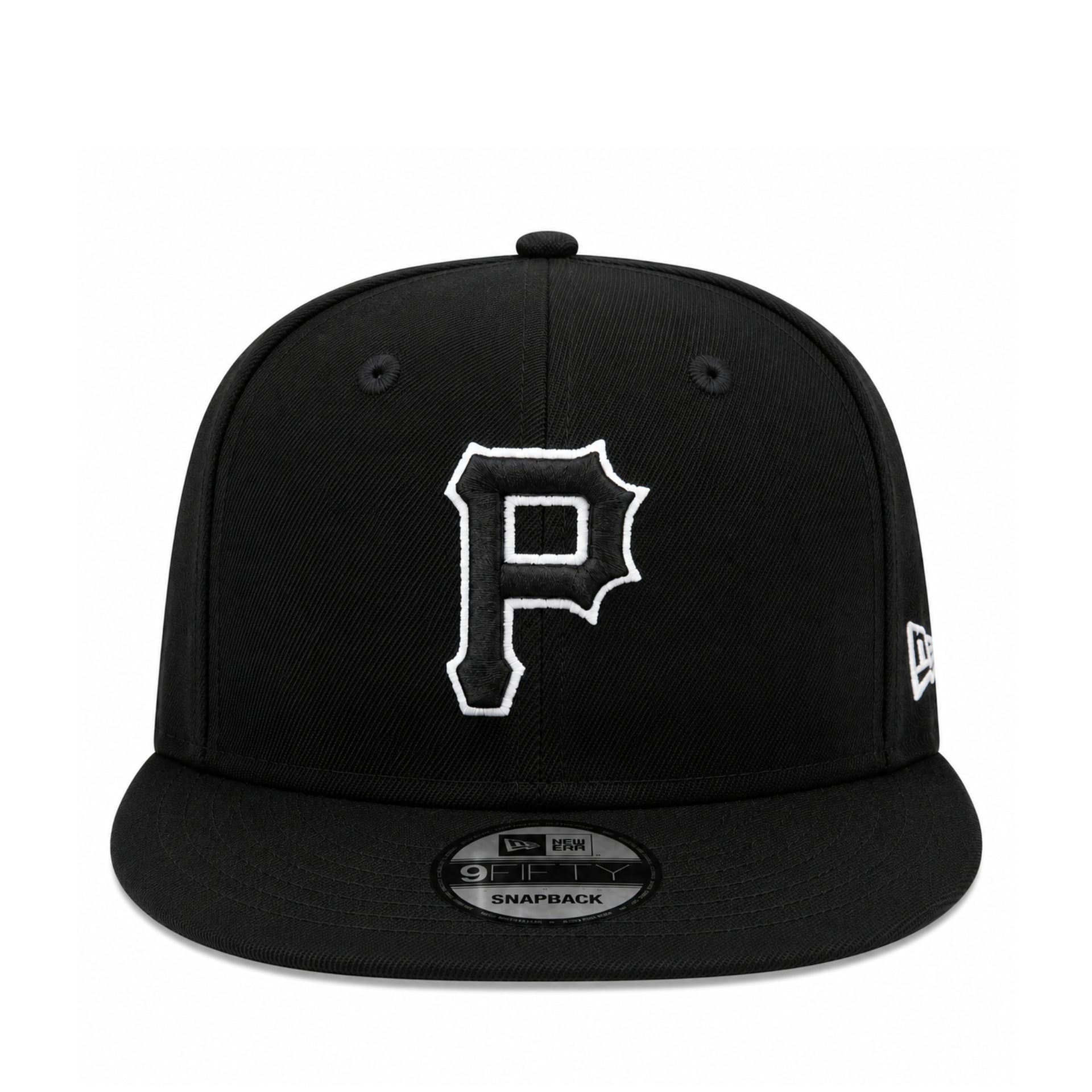 New Era Pittsburgh Pirates Black White Outline 9FIFTY Snapback Hat front view
