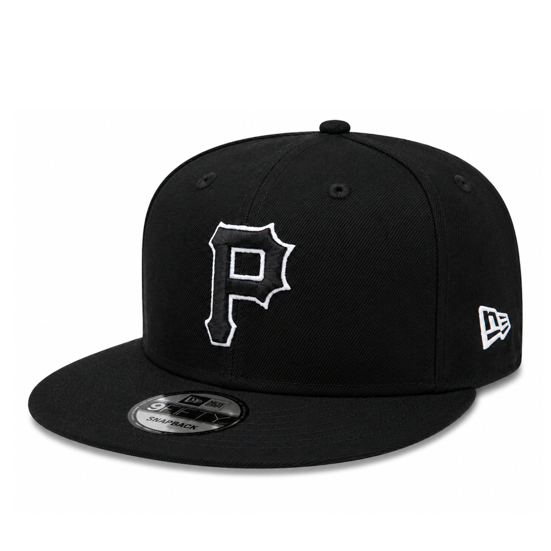 New Era Pittsburgh Pirates Black White Outline 9FIFTY Snapback Hat front side view