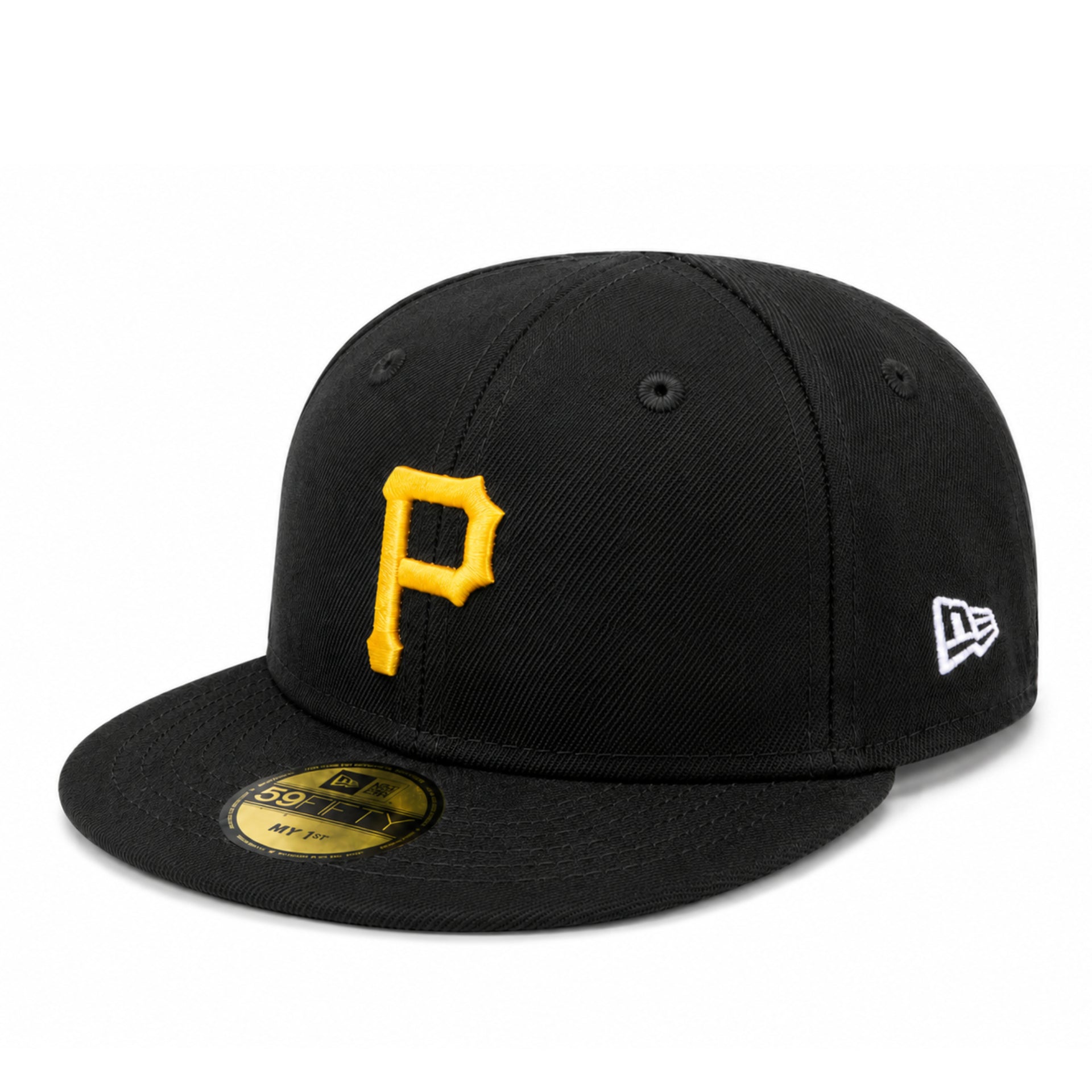New Era INFANT My First Pittsburgh Pirates Black 59FIFTY Fitted Hat front angle view